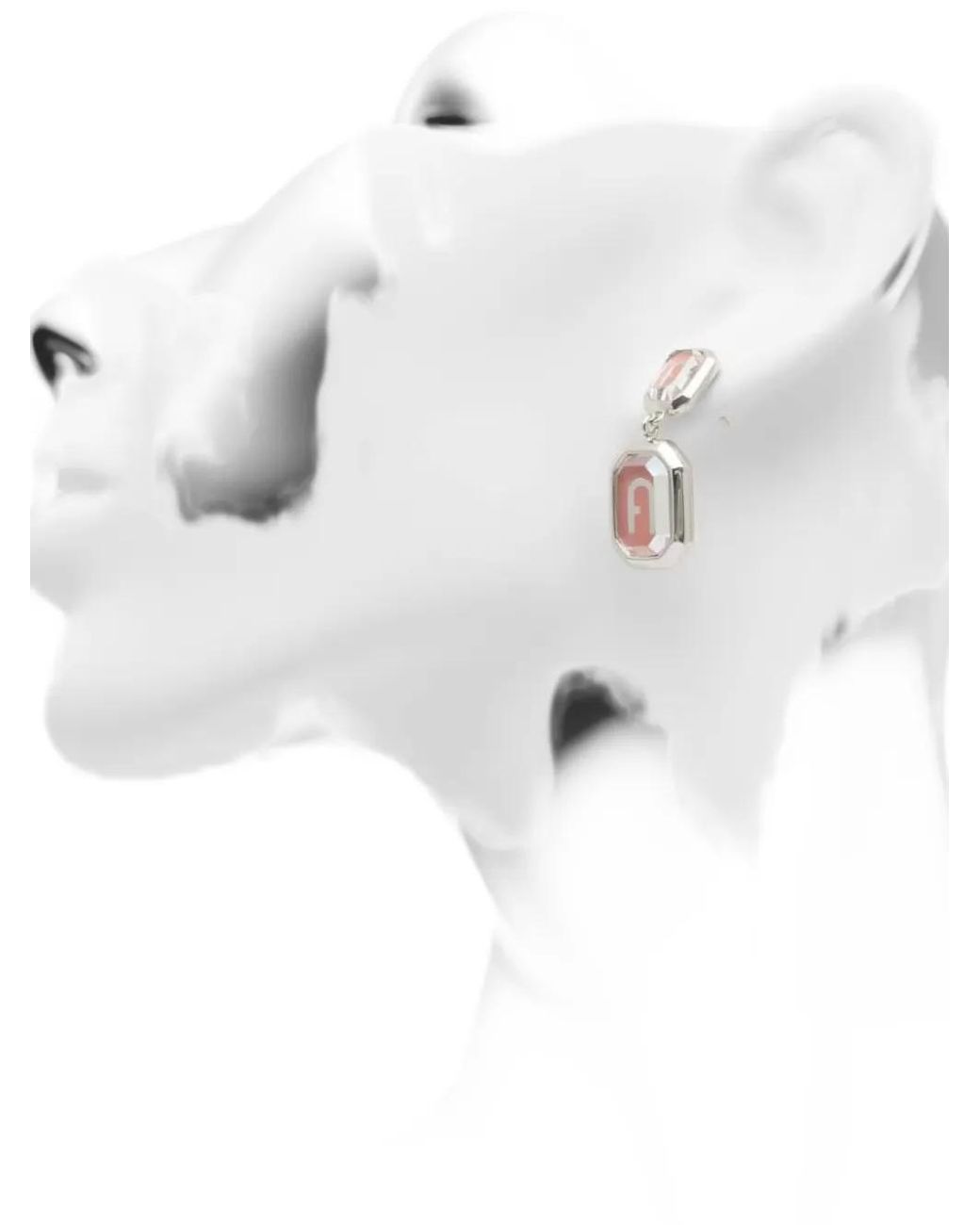 Furla Pink Logo-Detail Drop Earrings