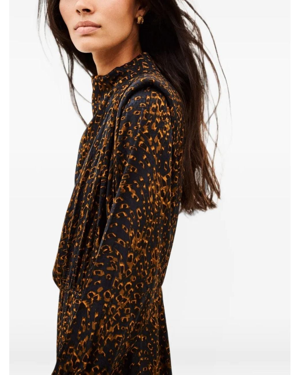 Ba&sh Black Hoelia Animal-Print Midi Dress