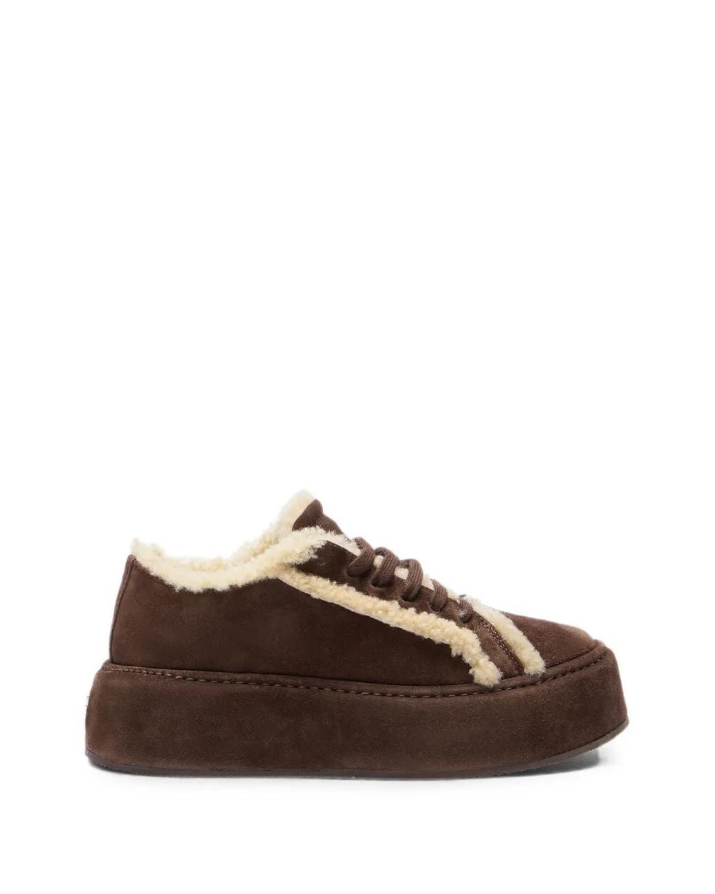 Casadei Brown I-Box Shearling-Trim Sneakers