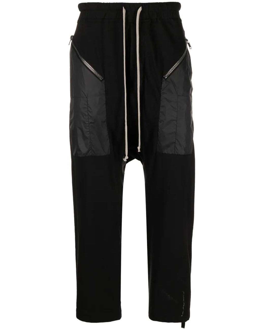 Rick Owens Black Drawstring Drop-Crotch Trousers for men
