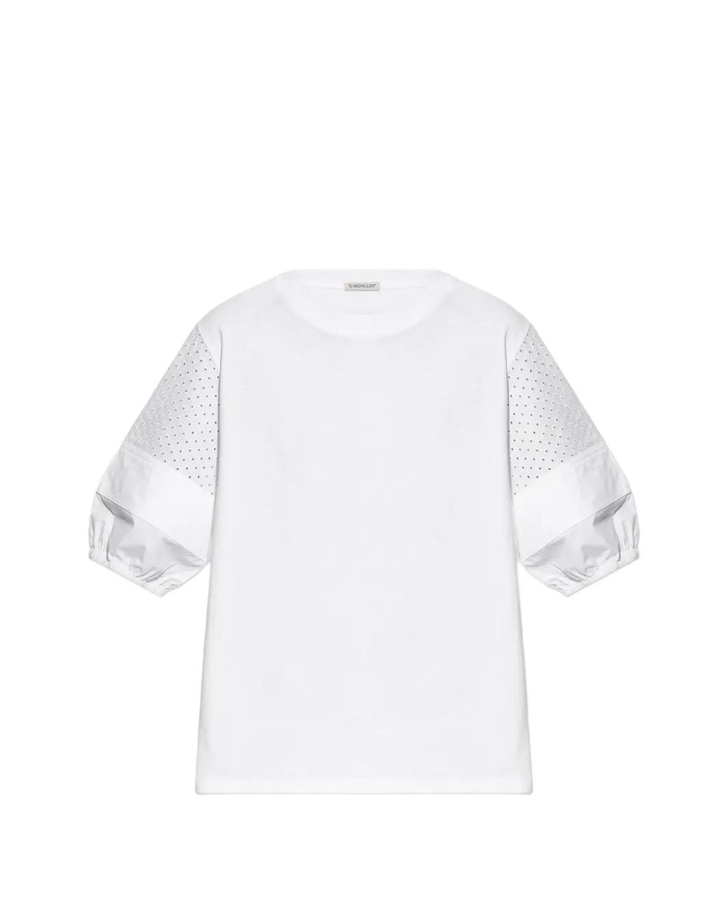 Moncler White Eyelet-Detail T-Shirt