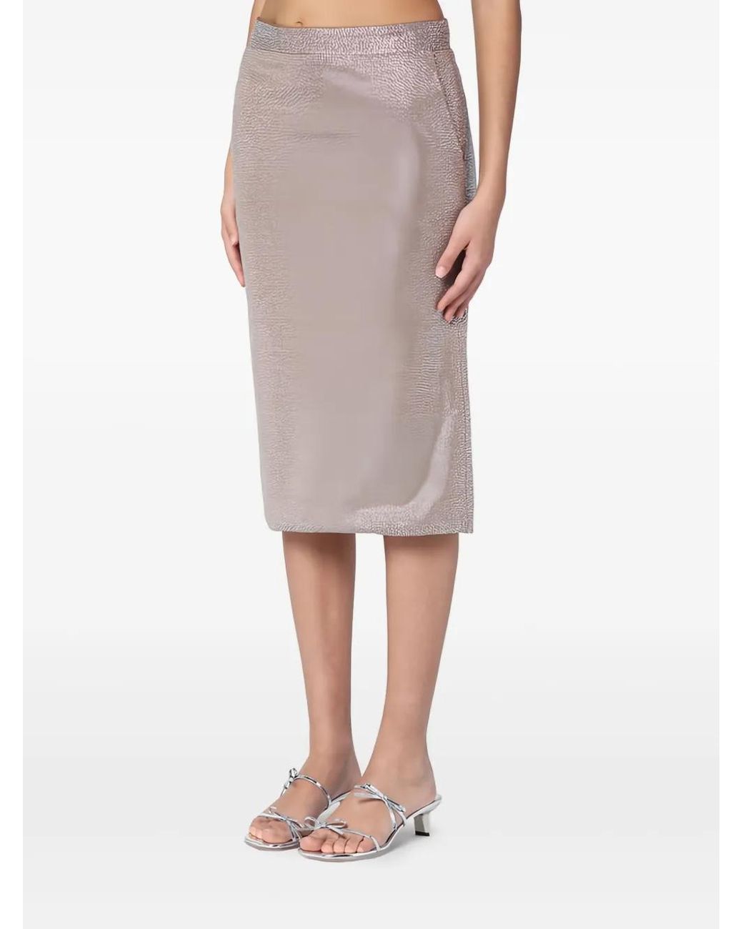 GIUSEPPE DI MORABITO Gray Sequin-Embellished Pencil Midi Skirt