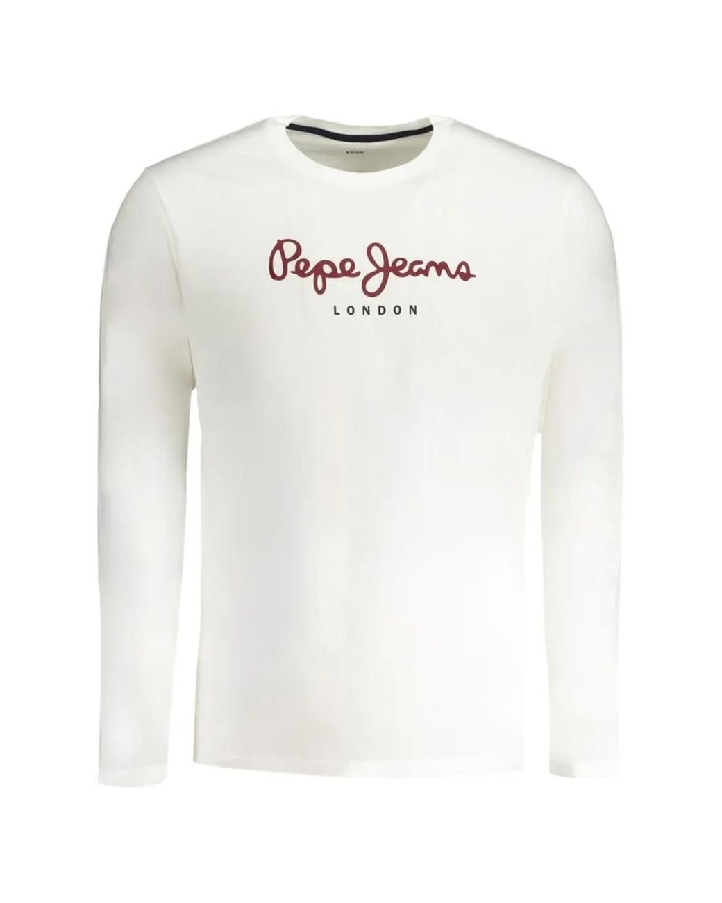 Pepe Jeans White Logo-Print Long-Sleeved T-Shirt for men