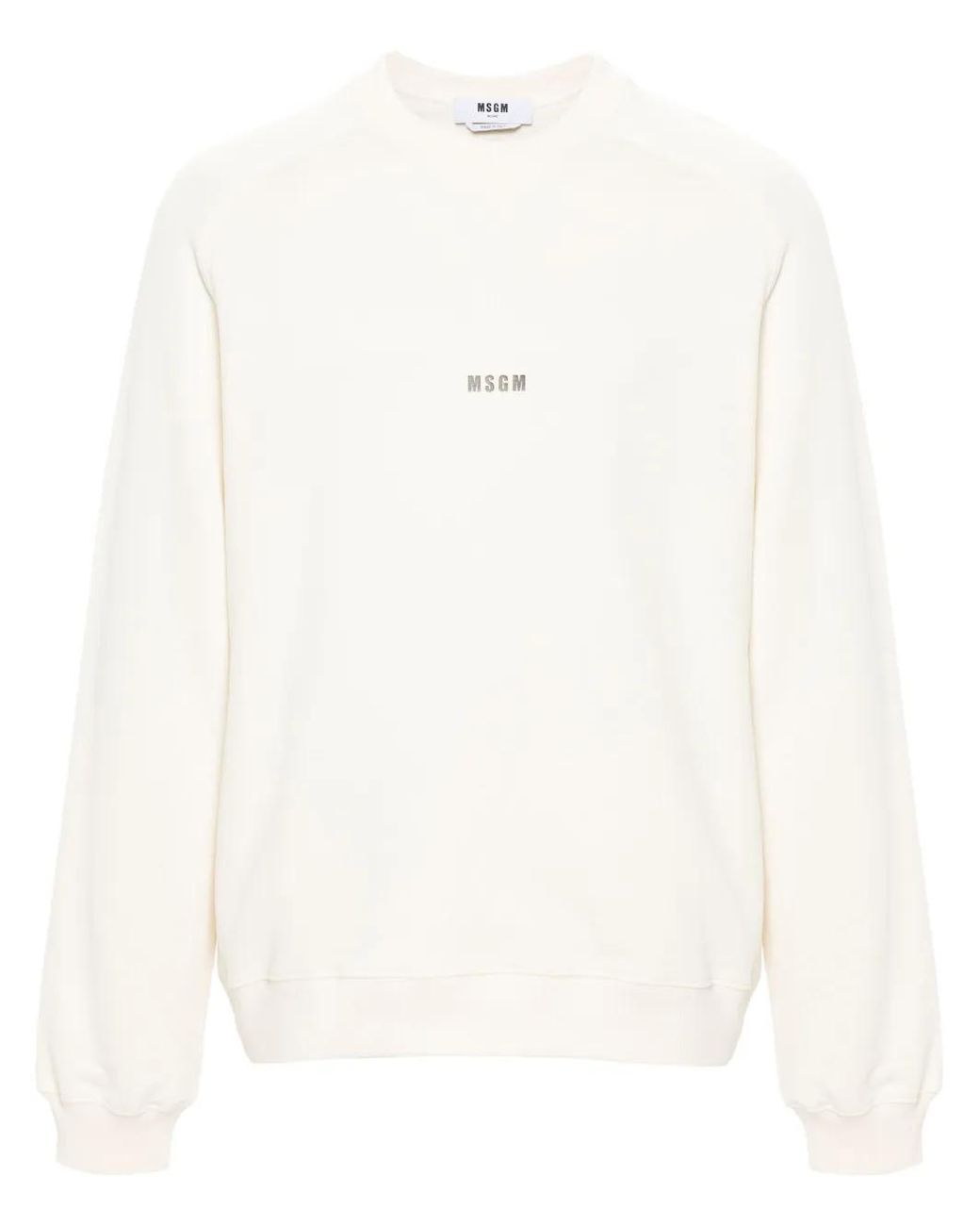 MSGM White Logo-Print Cotton Sweatshirt for men