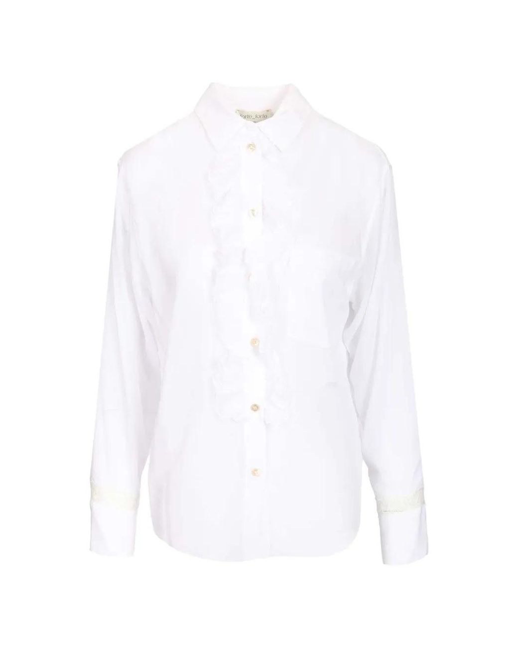 forte_forte Ruffled Buttoned Shirt in White | Lyst