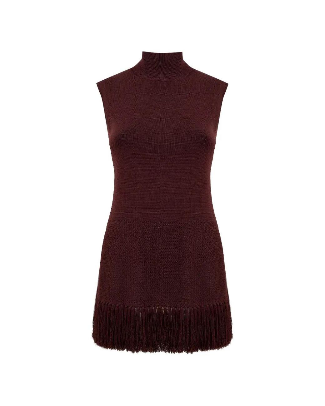 Clea Purple Tiama Fringe-Hem Sleeveless Knit Top