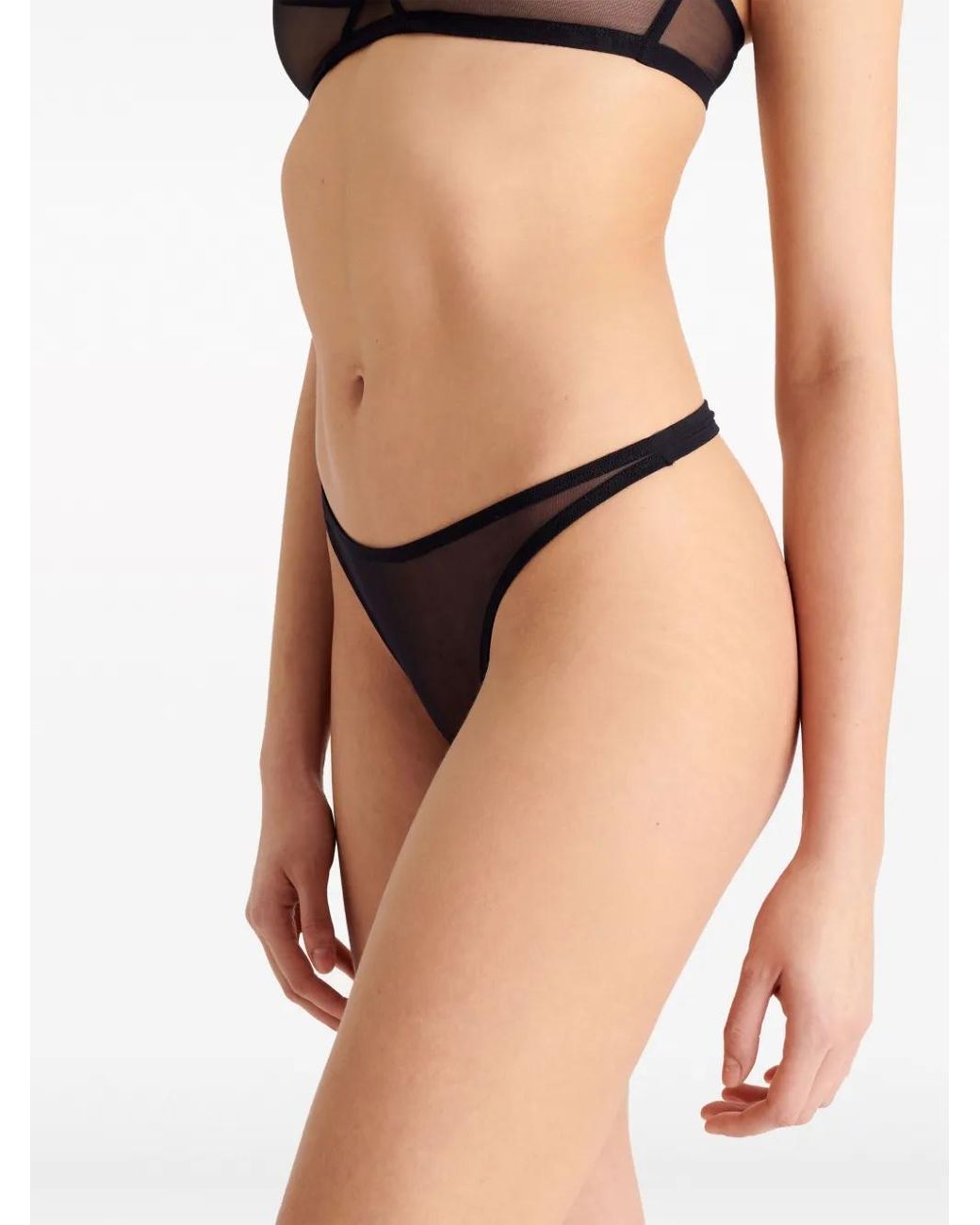Eres Promesse Doorzichtige Mesh Tanga in het Black