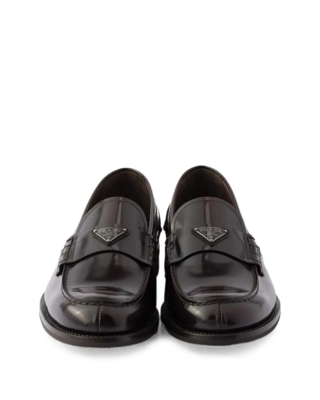Prada White Brushed Leather Loafers for men