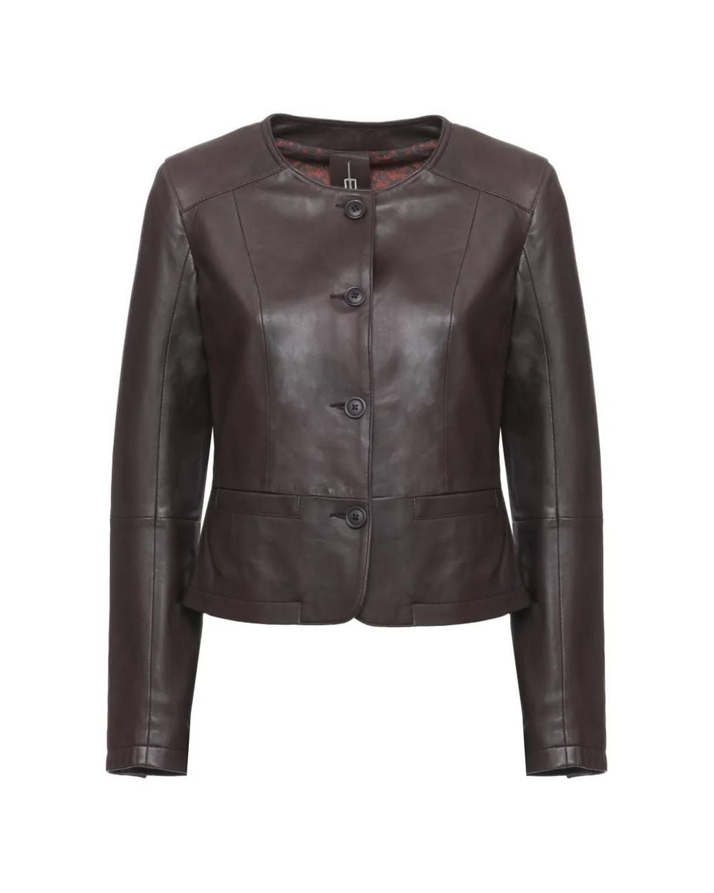 Bully Gray Button-Fastening Leather Jacket