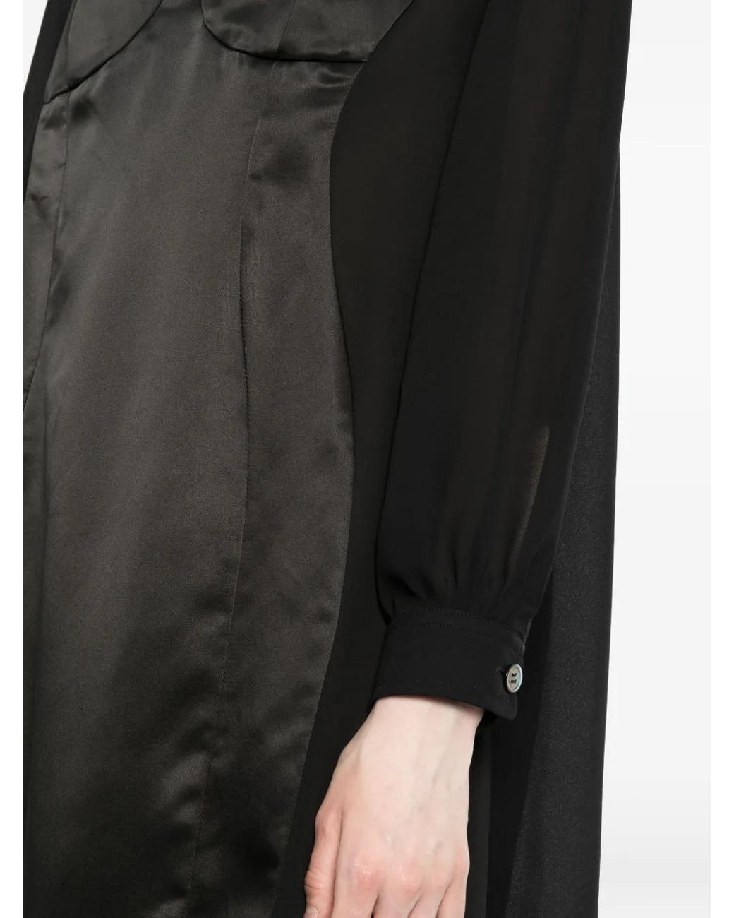 Undercover Black Satin-Panelled Layered Dress