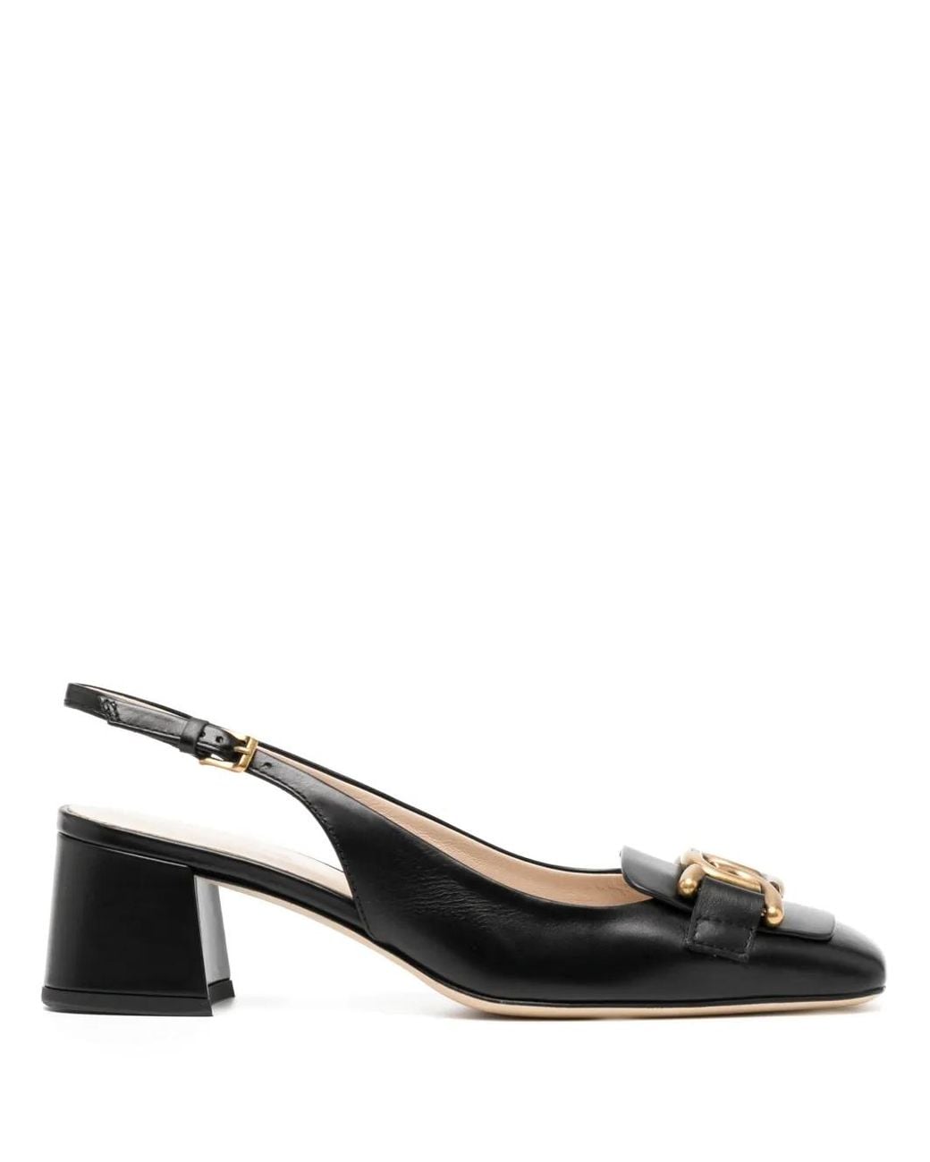 Tod's Black Blush Leather Slingback Pumps