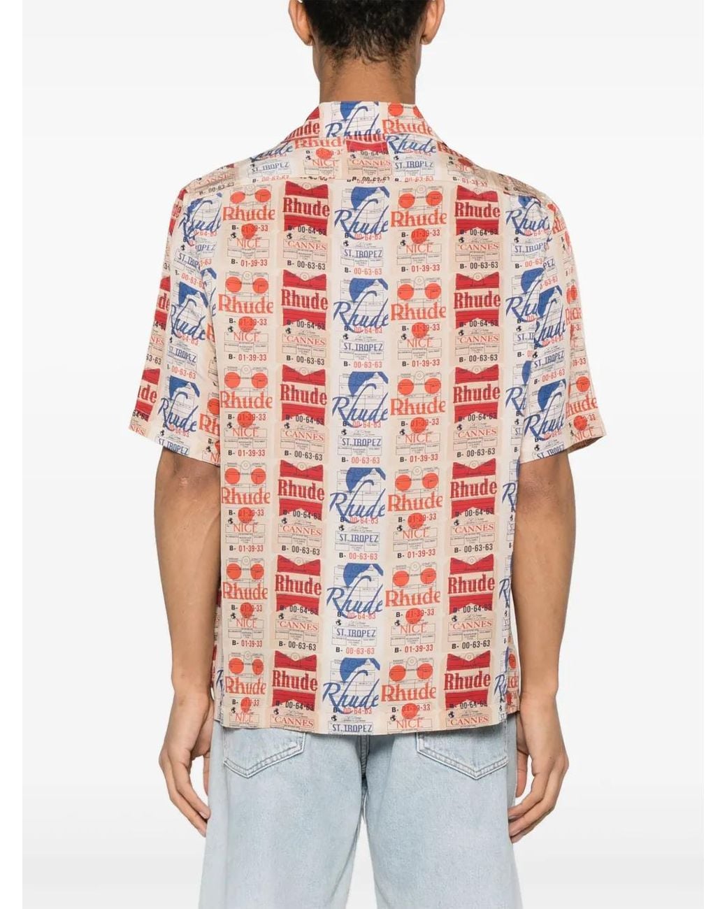 Rhude Red Voyage De Silk Shirt for men