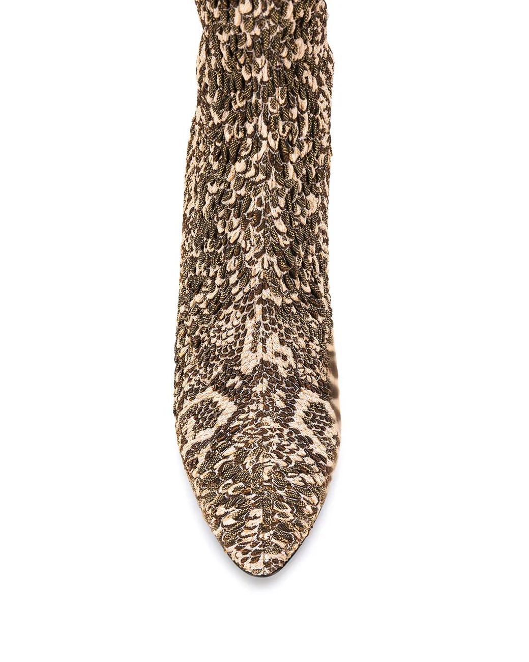 Saint Laurent Brown Snake-Print Elasticated Boots