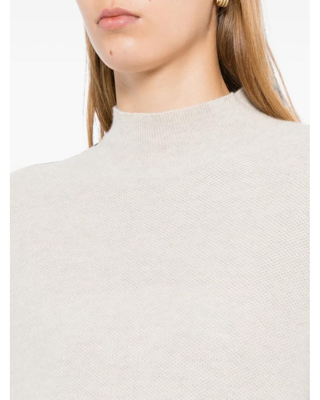 N.Peal Cashmere White Honeycomb-Knit Cashmere Sweater
