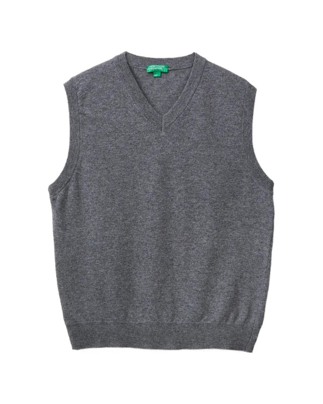 Benetton Gray V-Neck Vest for men
