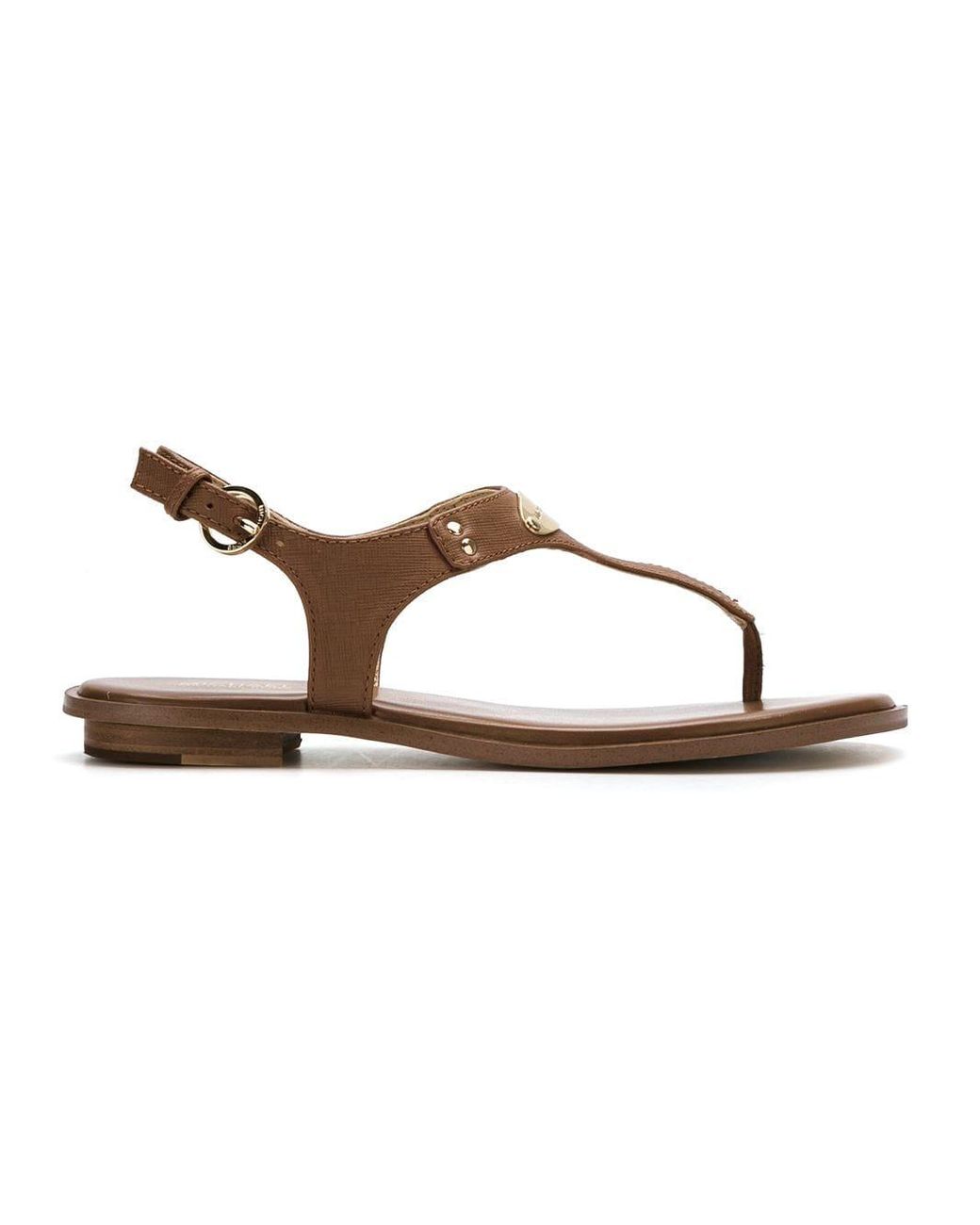 michael kors logo plate leather sandal