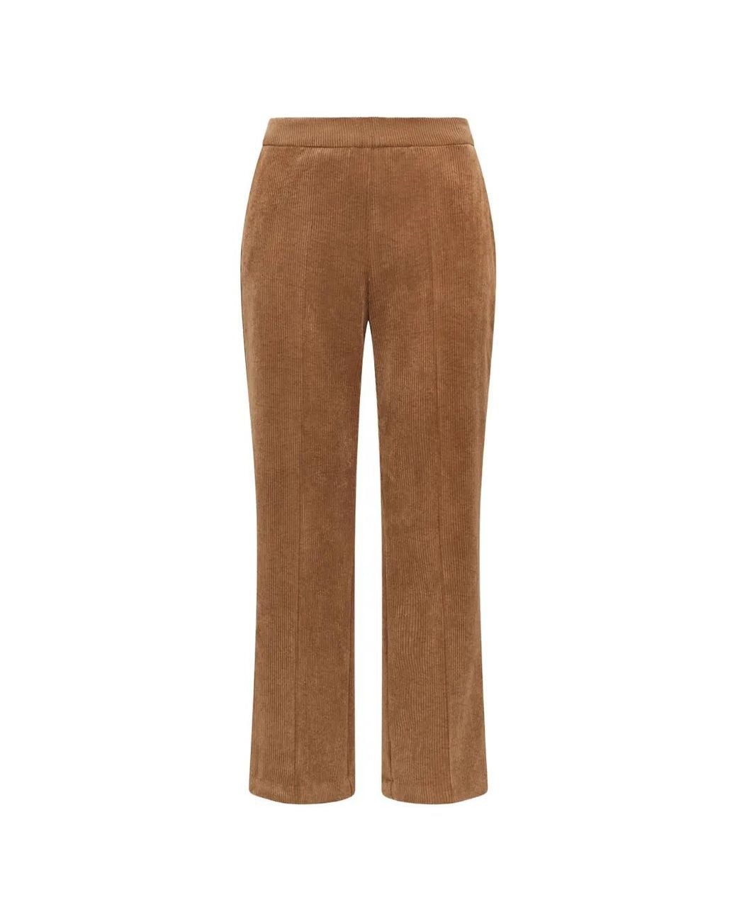 Maliparmi Brown Corduroy-Velvet Ankle-Length Bootcut Trousers