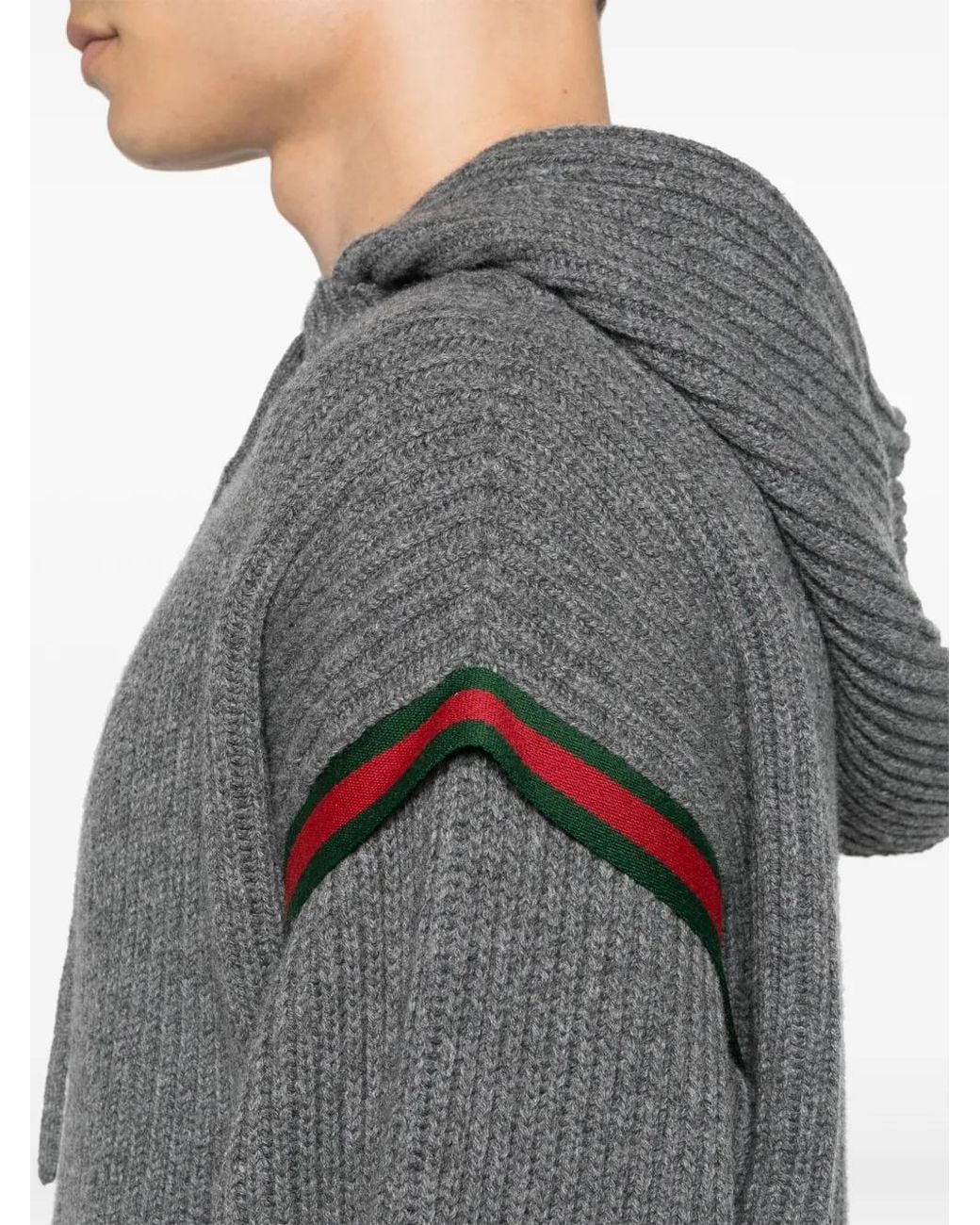 Gucci Gray Oversize Wool Cashmere Sweater With Hood for men