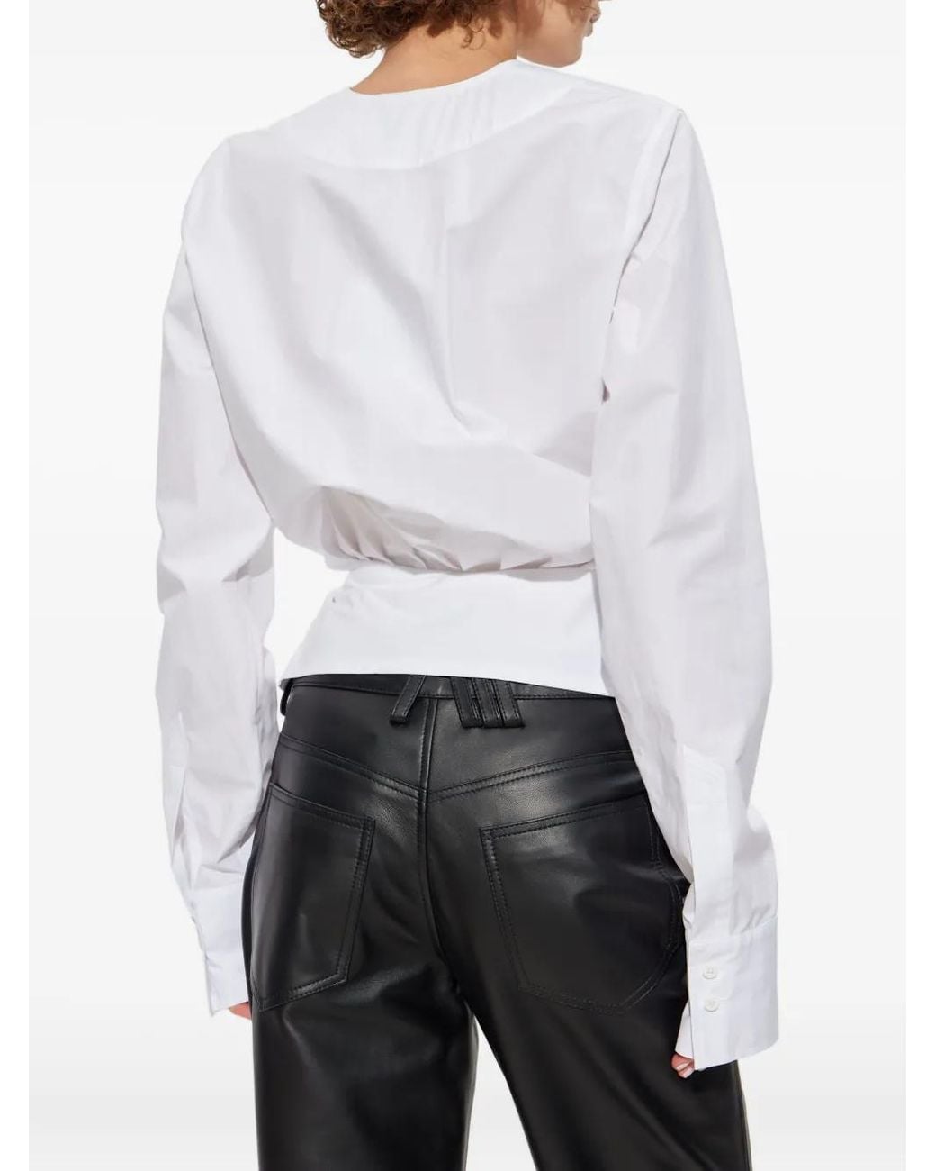 The Attico White Wrap-Design Blouse