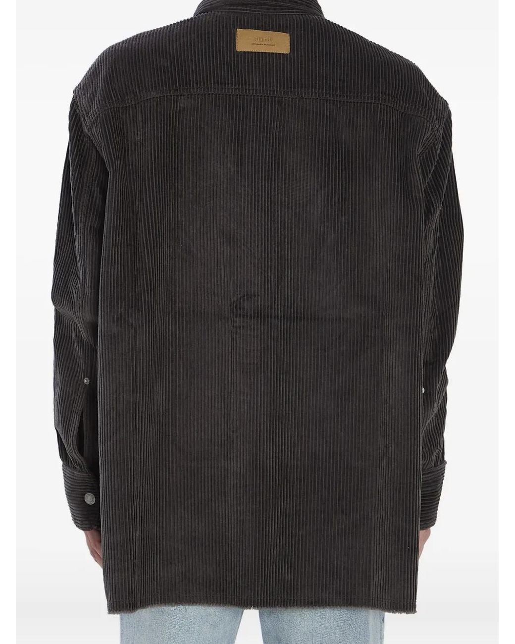 AMI Black Corduroy Patch-Pocket Shirt Jacket for men
