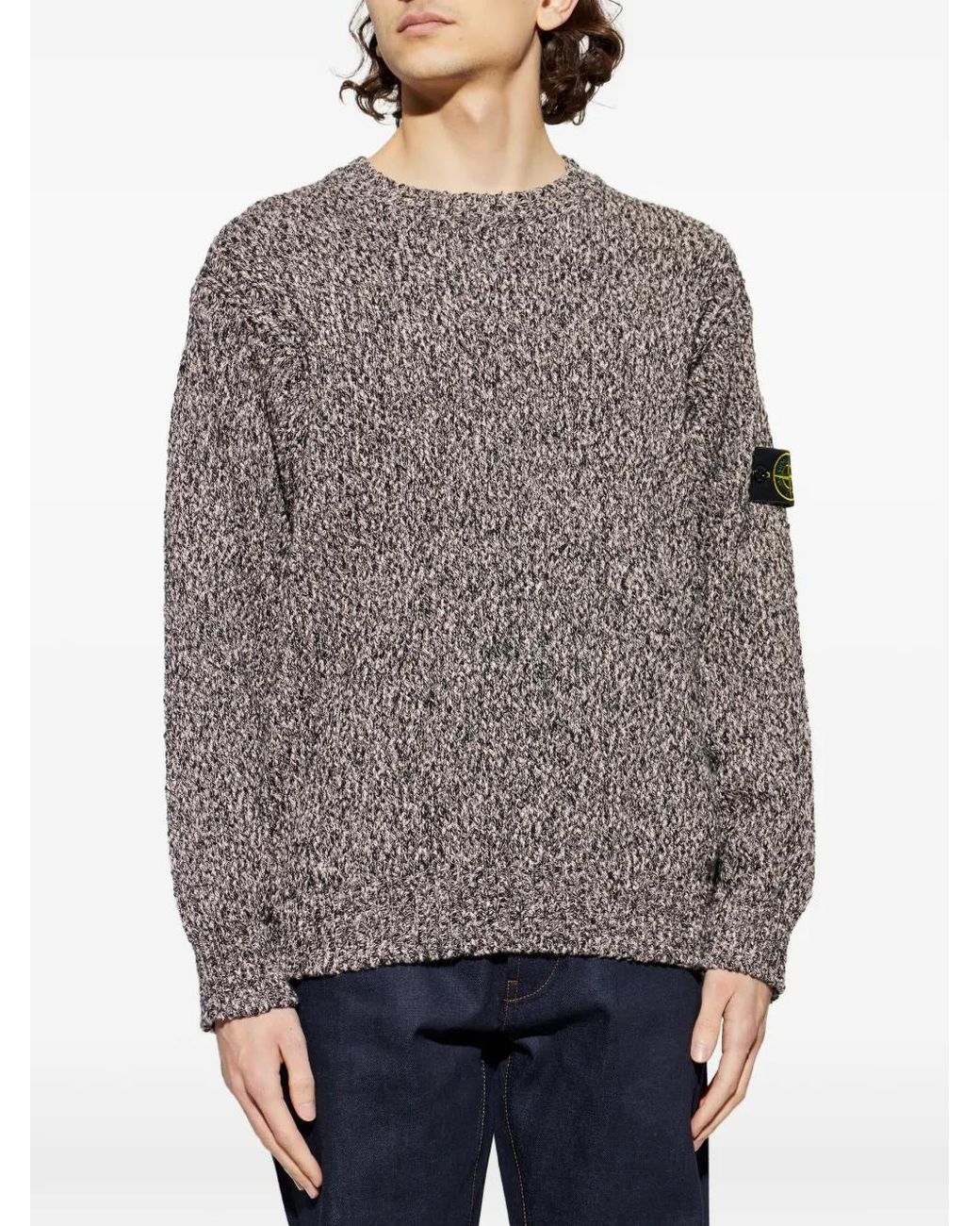 Stone Island Gray 5100025 Speckled Cotton Sweater for men