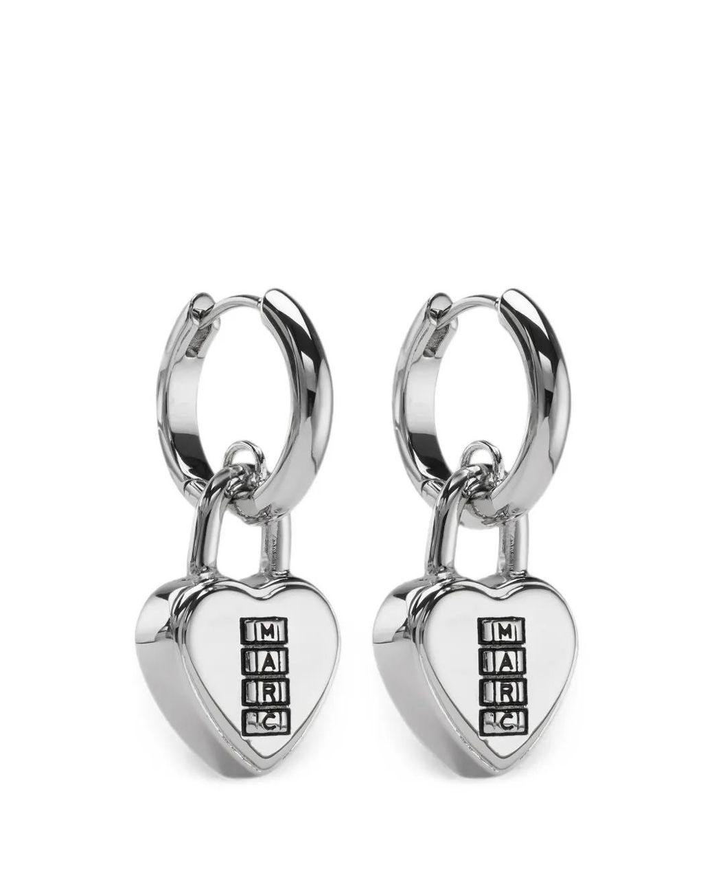 Marc Jacobs White Heart Padlock Earrings