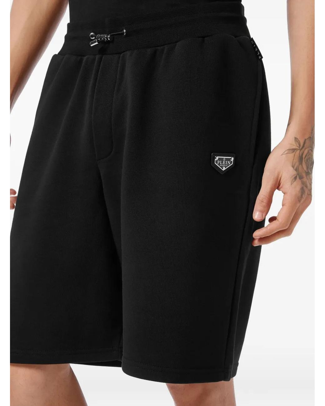 Philipp Plein Black Cotton Track Shorts for men