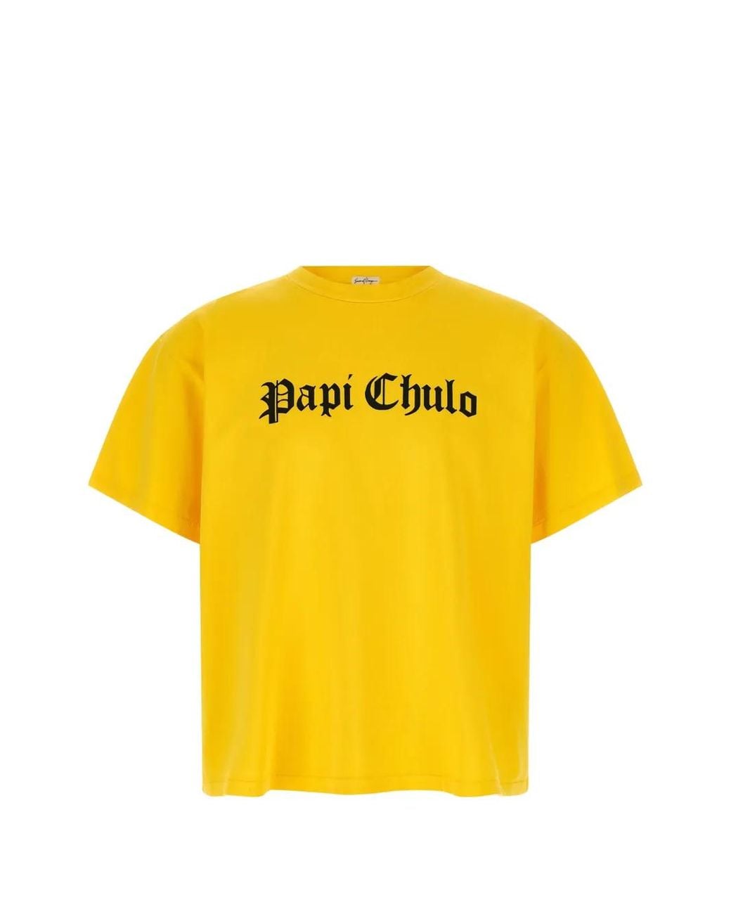 Second/Layer Yellow Papi Chulo Slogan-Print T-Shirt for men