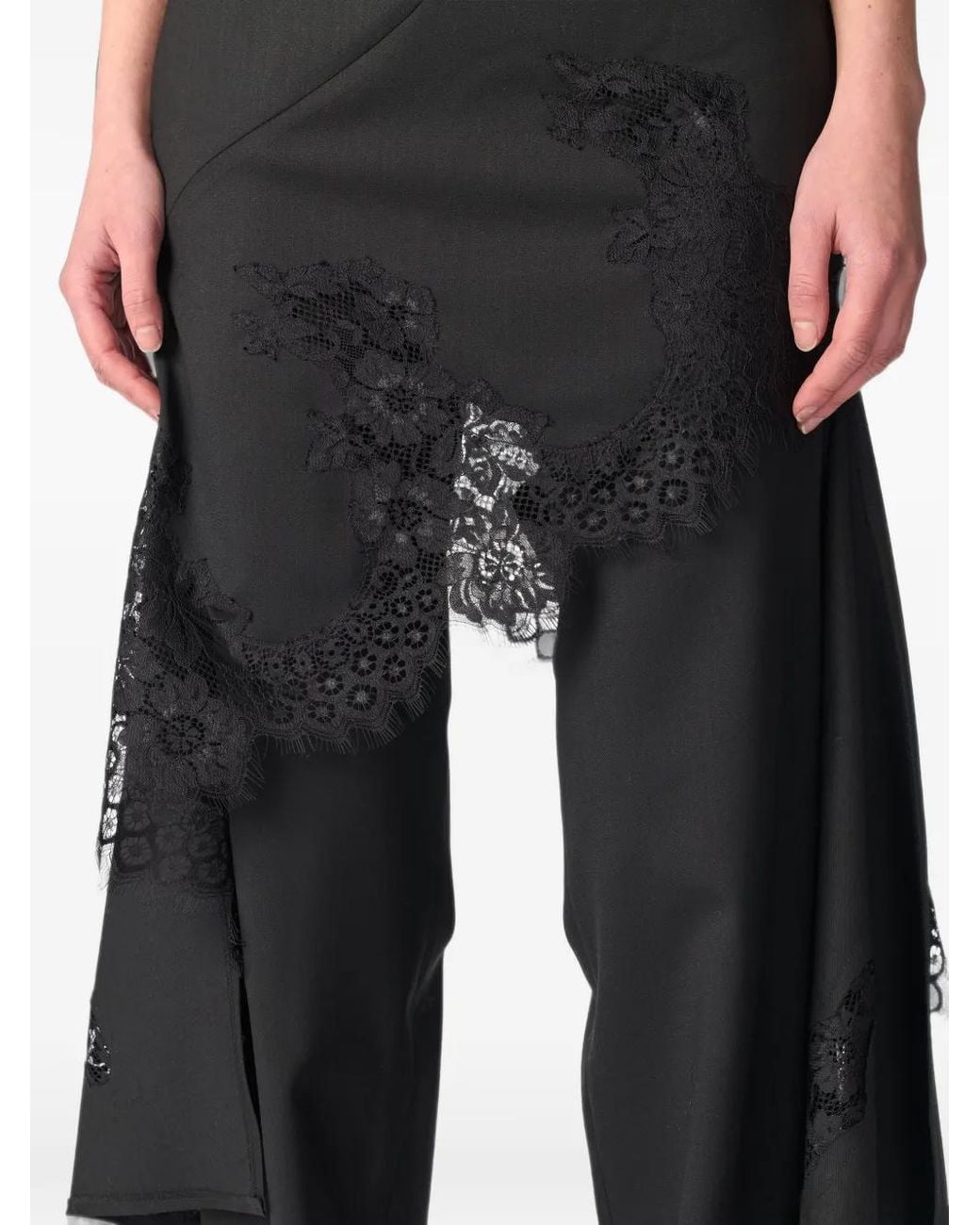 Monse Black Lace-Hem Deconstructed Trousers