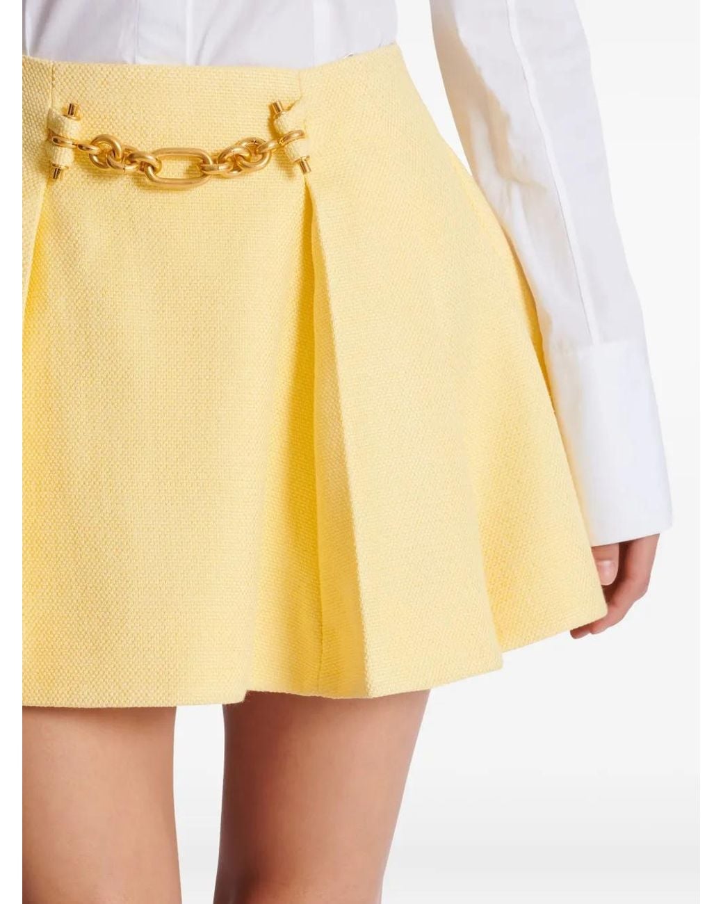 Balmain Yellow Chain-Detail Mini Skirt