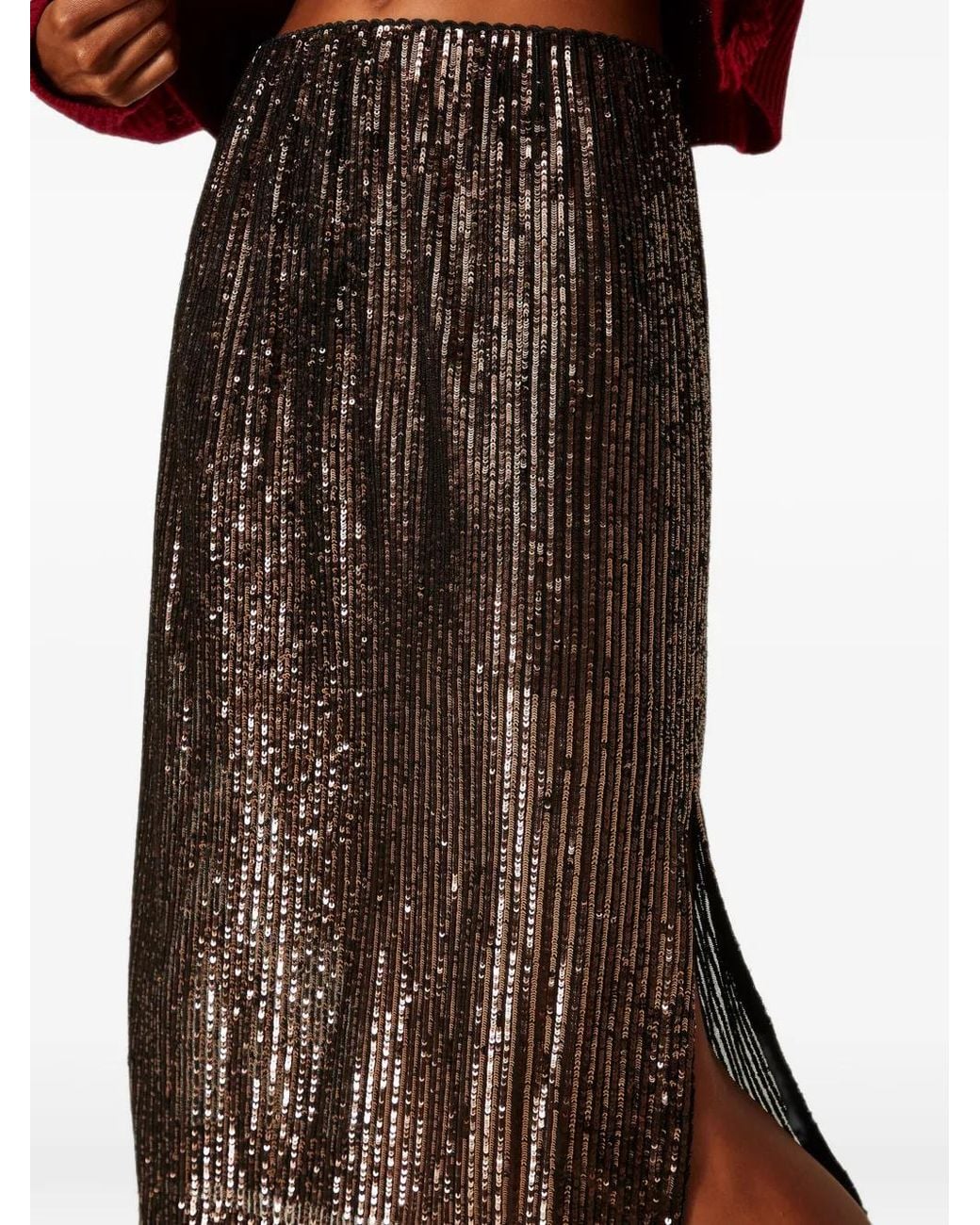 Twinset Brown Jupe Mi-Longue À Sequins