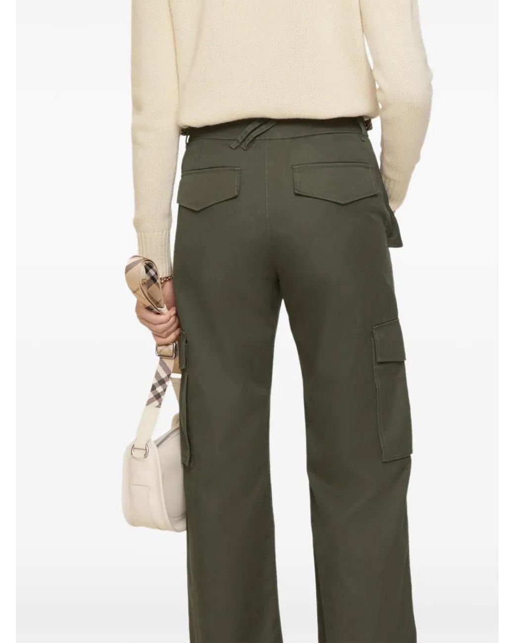 Burberry Green Check Trim Gabardine Cargo Trousers