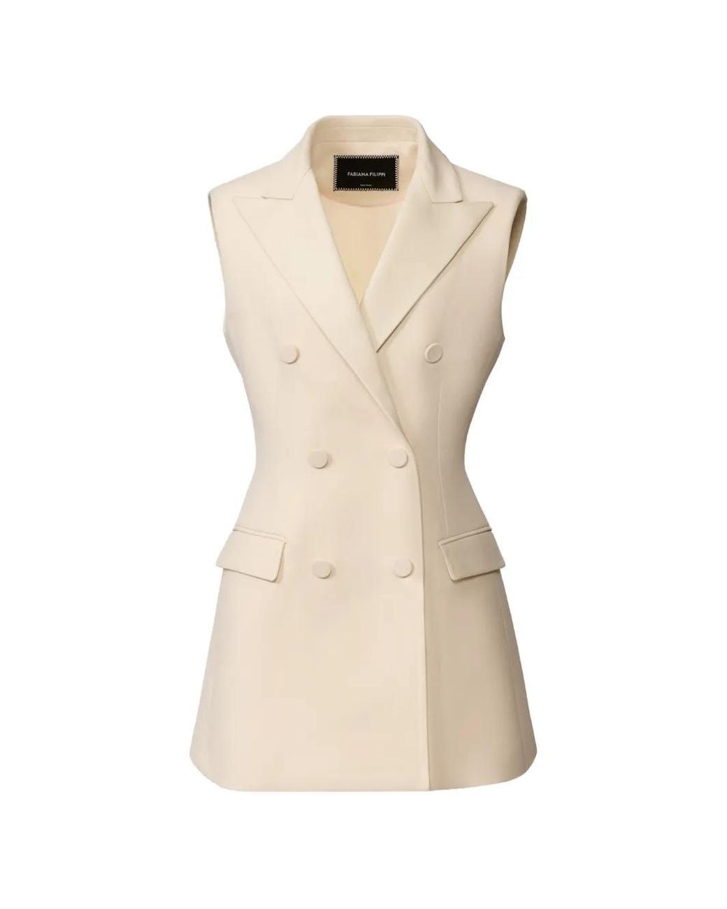 Fabiana Filippi Natural Double-Breasted Sleeveless Jacket