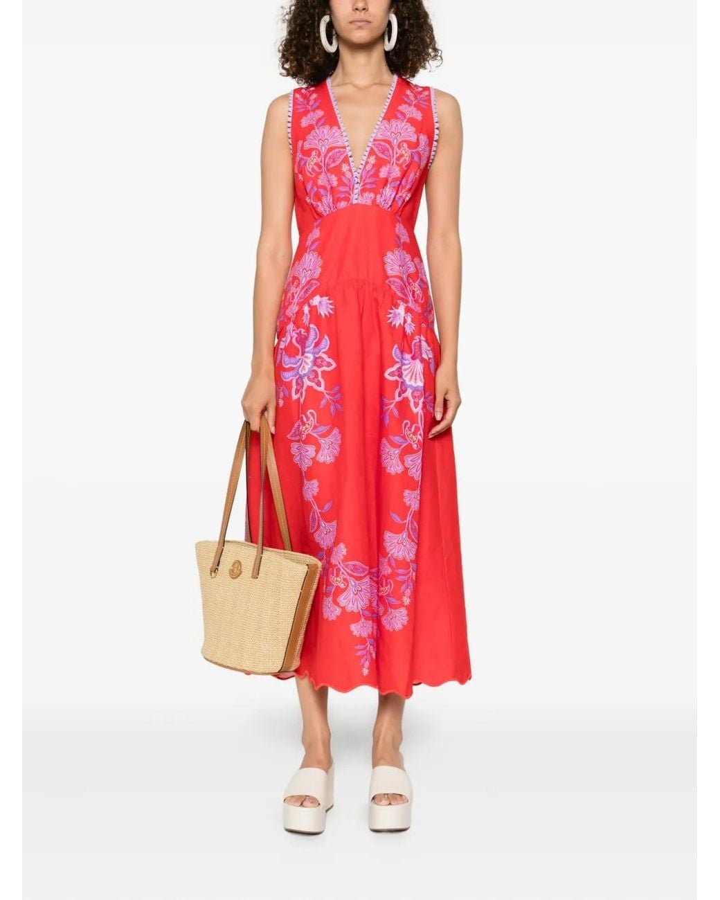 Farm Rio Red Midi Dres