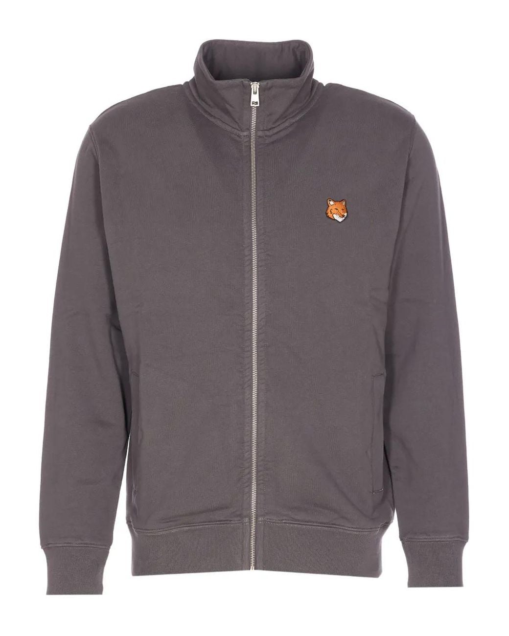 Maison Kitsuné Gray Logo Zip-Up Sweatshirt for men