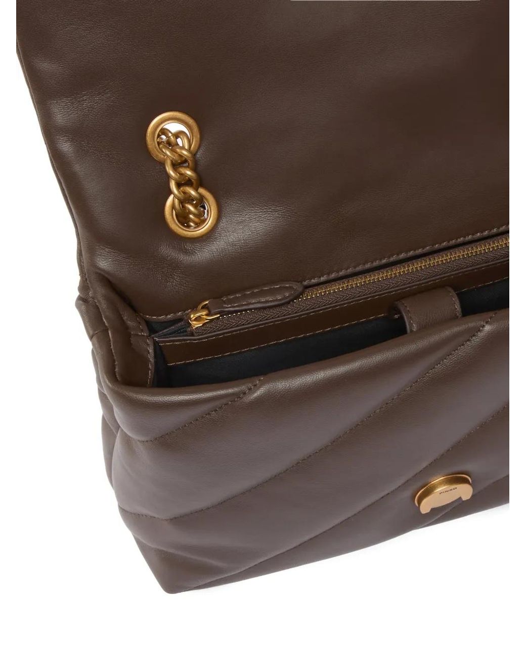 Pinko Brown Sac À Bandoulière Classic Love Puff Matelassé Grand Format