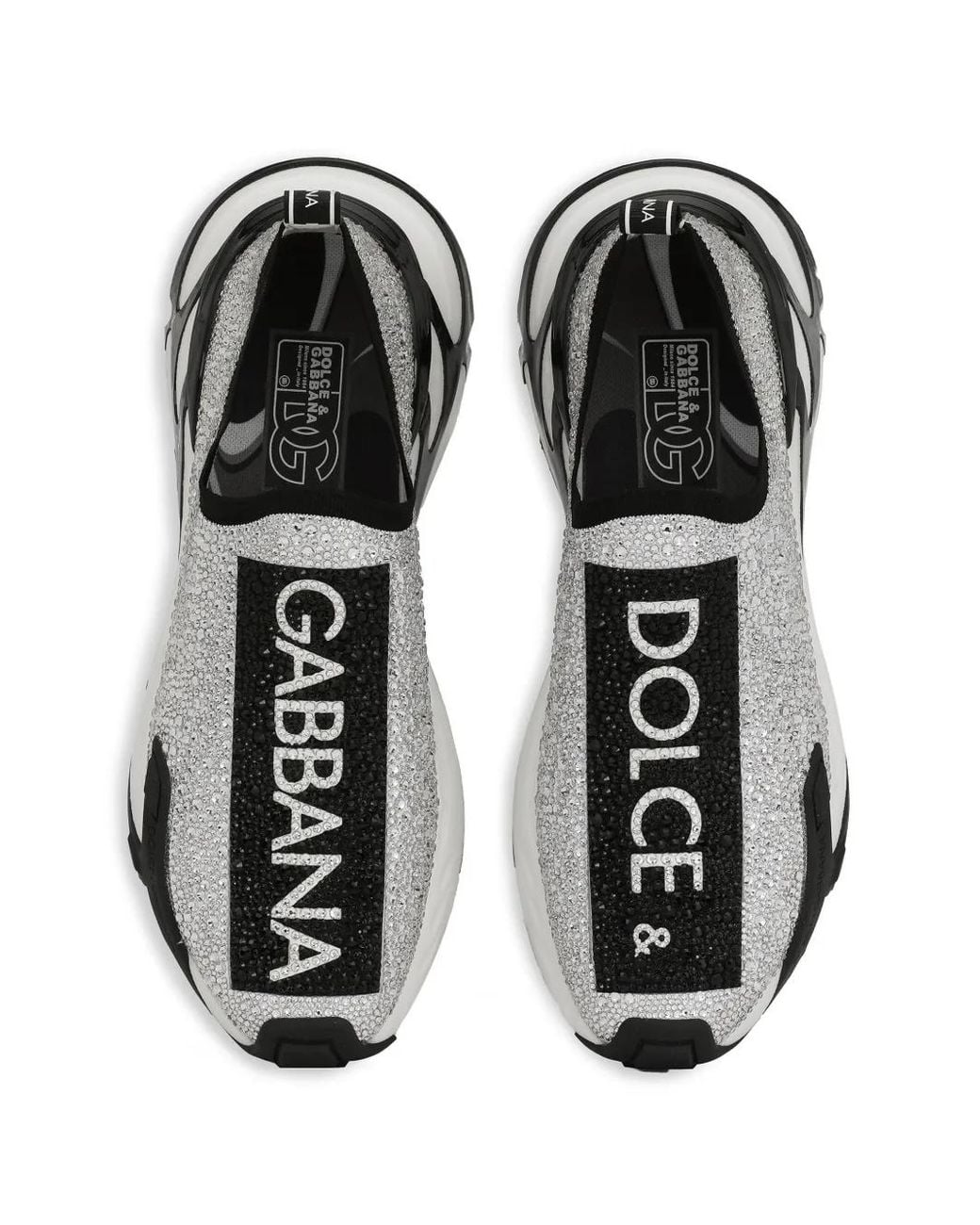 Dolce & Gabbana White Fast Sneakers With Fusible Rhinestones for men