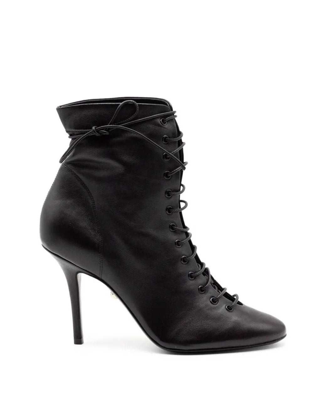 ALEVI Black Lace-Up Leather Ankle Boots