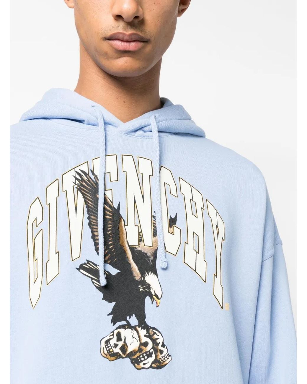 Givenchy Blue Slim-Fit Eagle-Graphic Cotton Hoodie for men