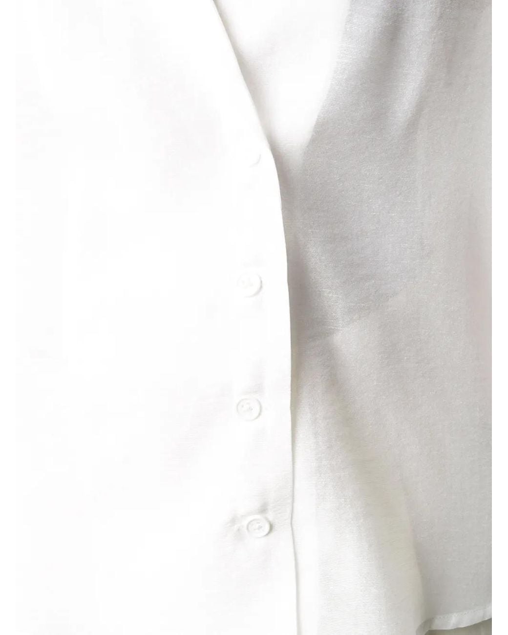 Remain White Balloon-Sleeved Double Breasted Blouse