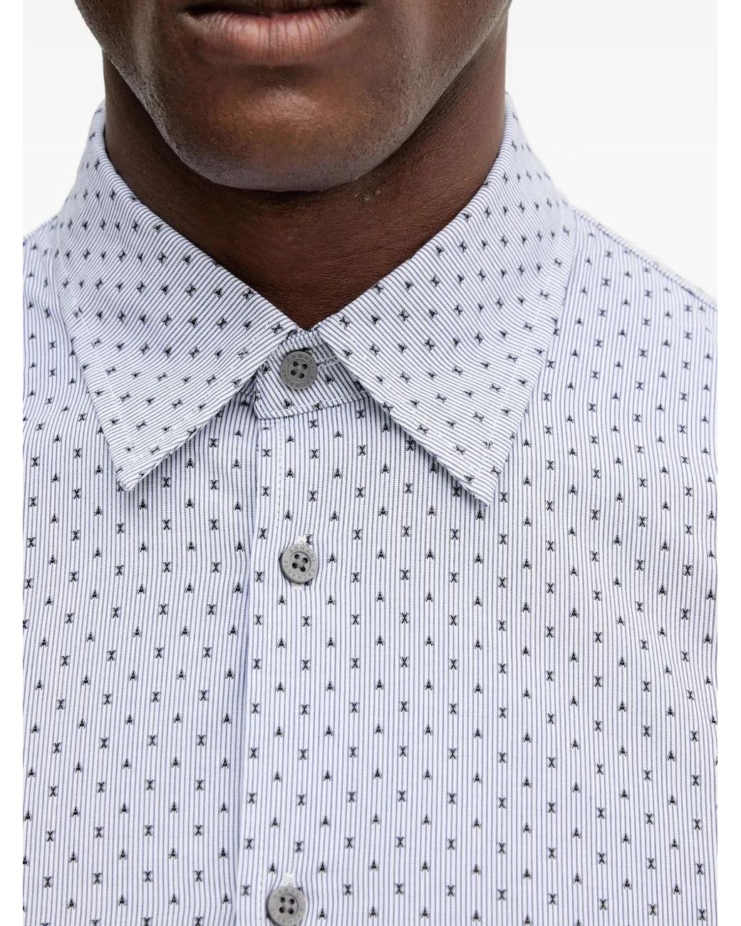 ARMANI EXCHANGE White Patterned Button-Down Shirt for men