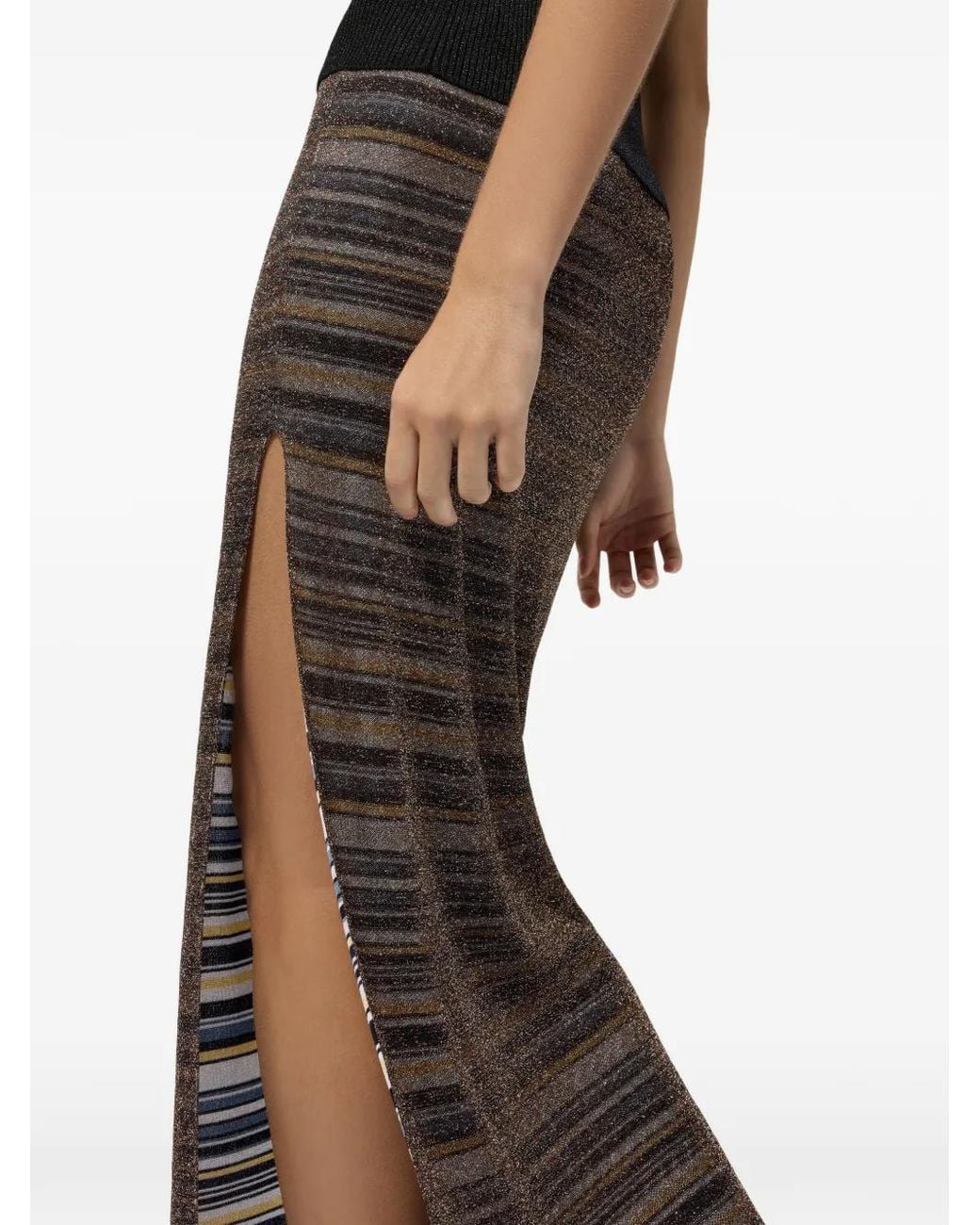 Missoni Brown Jupe Fendue À Rayures