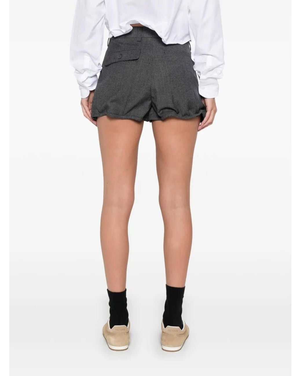 Prada Gray Grisaille Shorts Aus Satin
