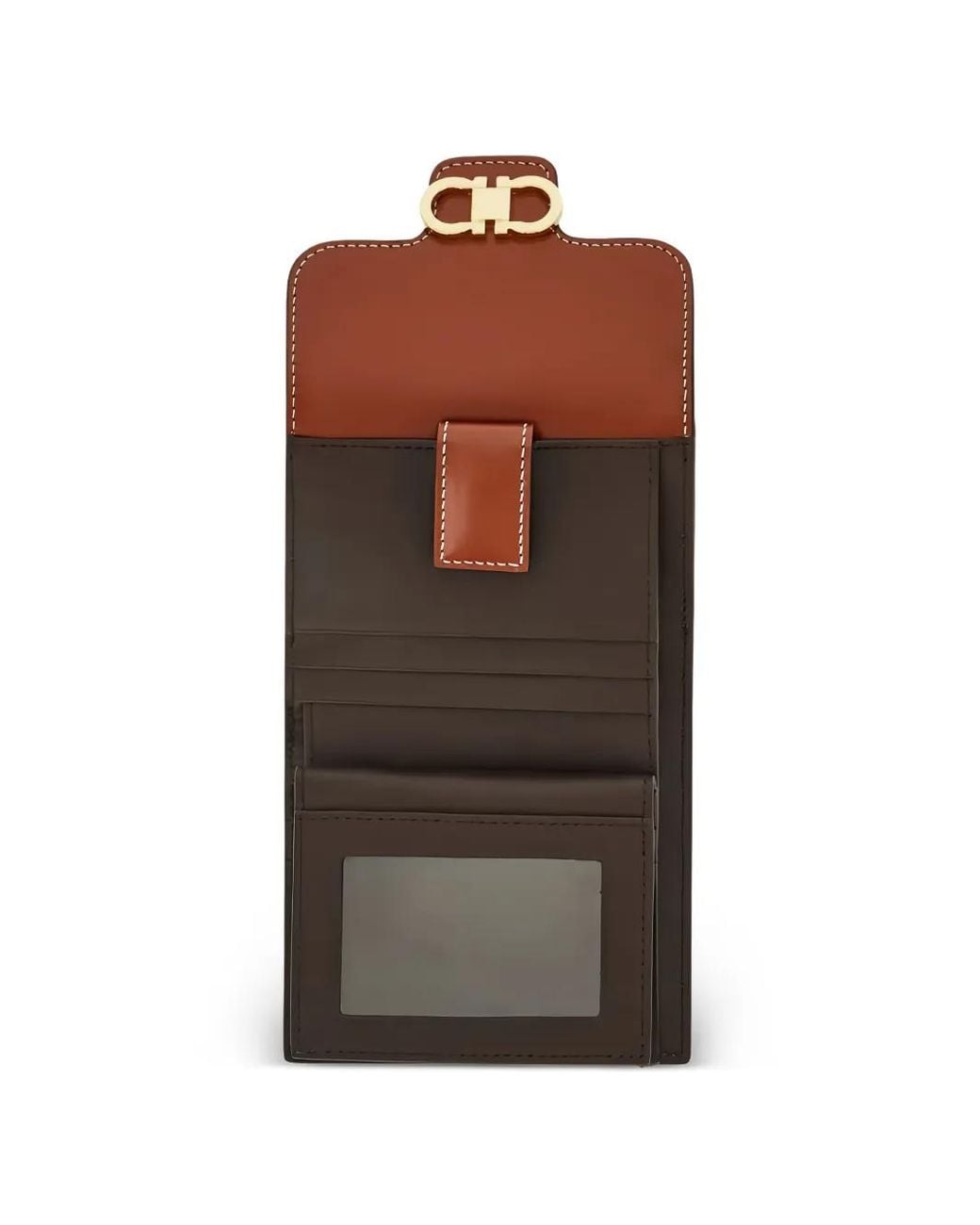 Ferragamo Brown Gancini Compact Wallet