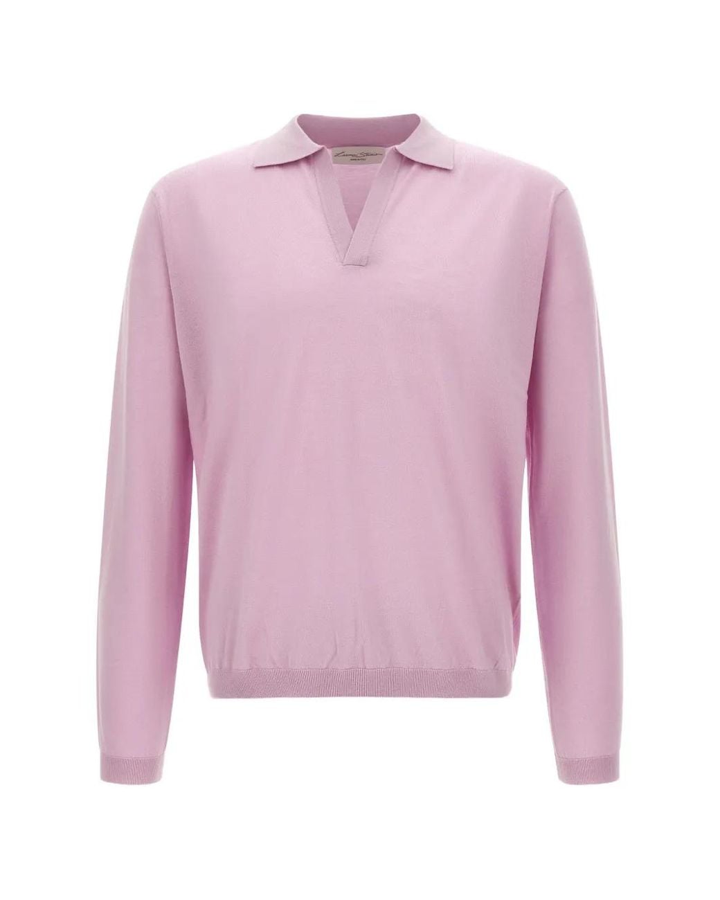 LARMERI STUDIO Pink Touch V-Neck Polo Shirt for men