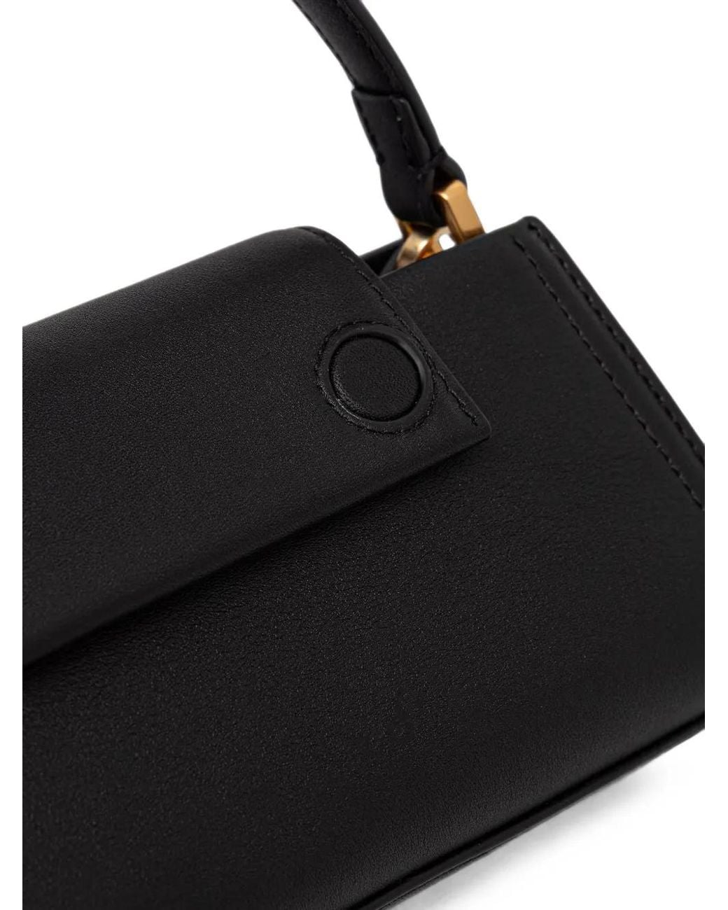 Karl Lagerfeld Black Logo-Plaque Leather Shoulder Bag