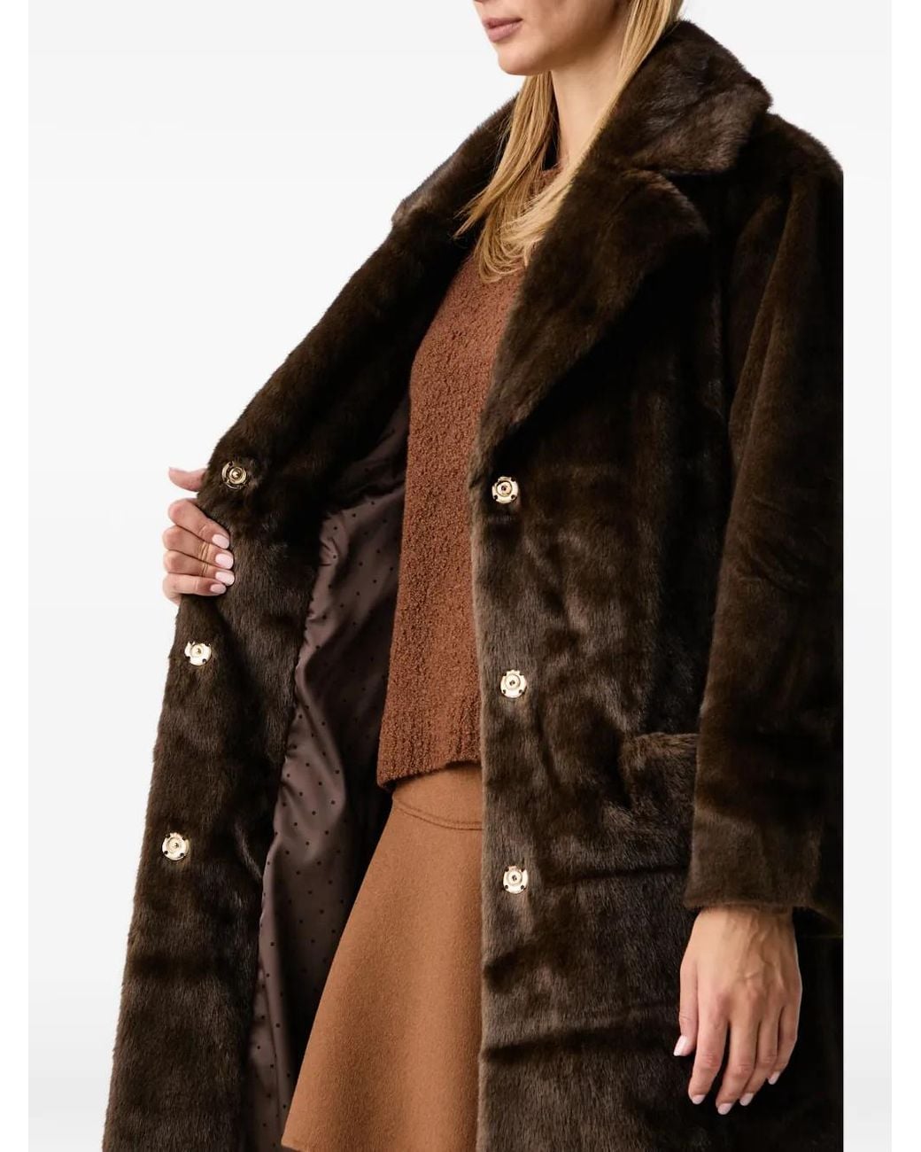 Fracomina Black Classic Long Sleeves Belted Coat