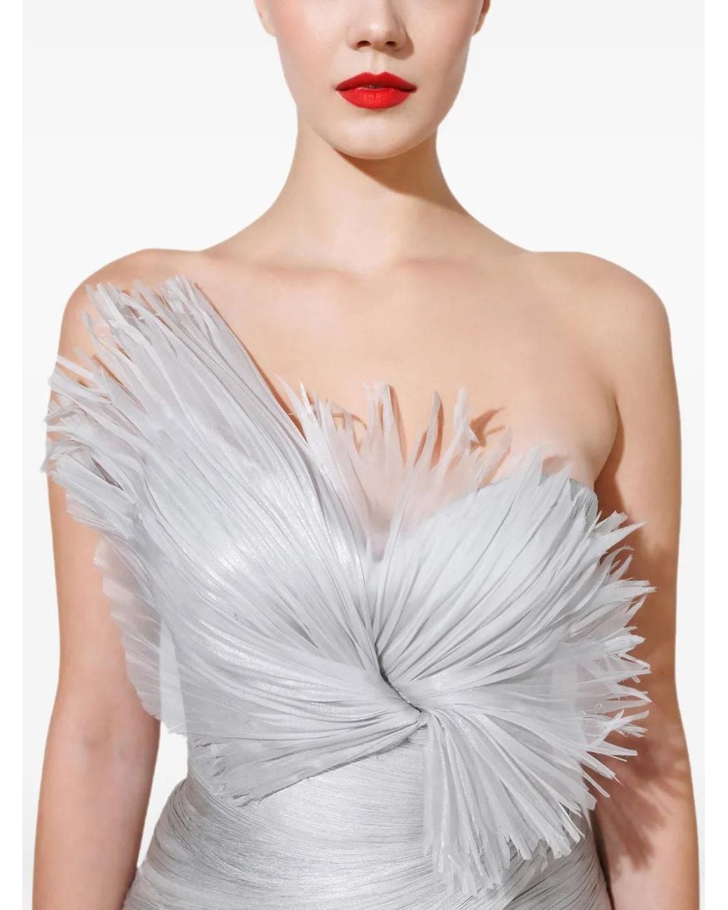 IRIS SERBAN White Isabel Draped Silk Maxi Dress