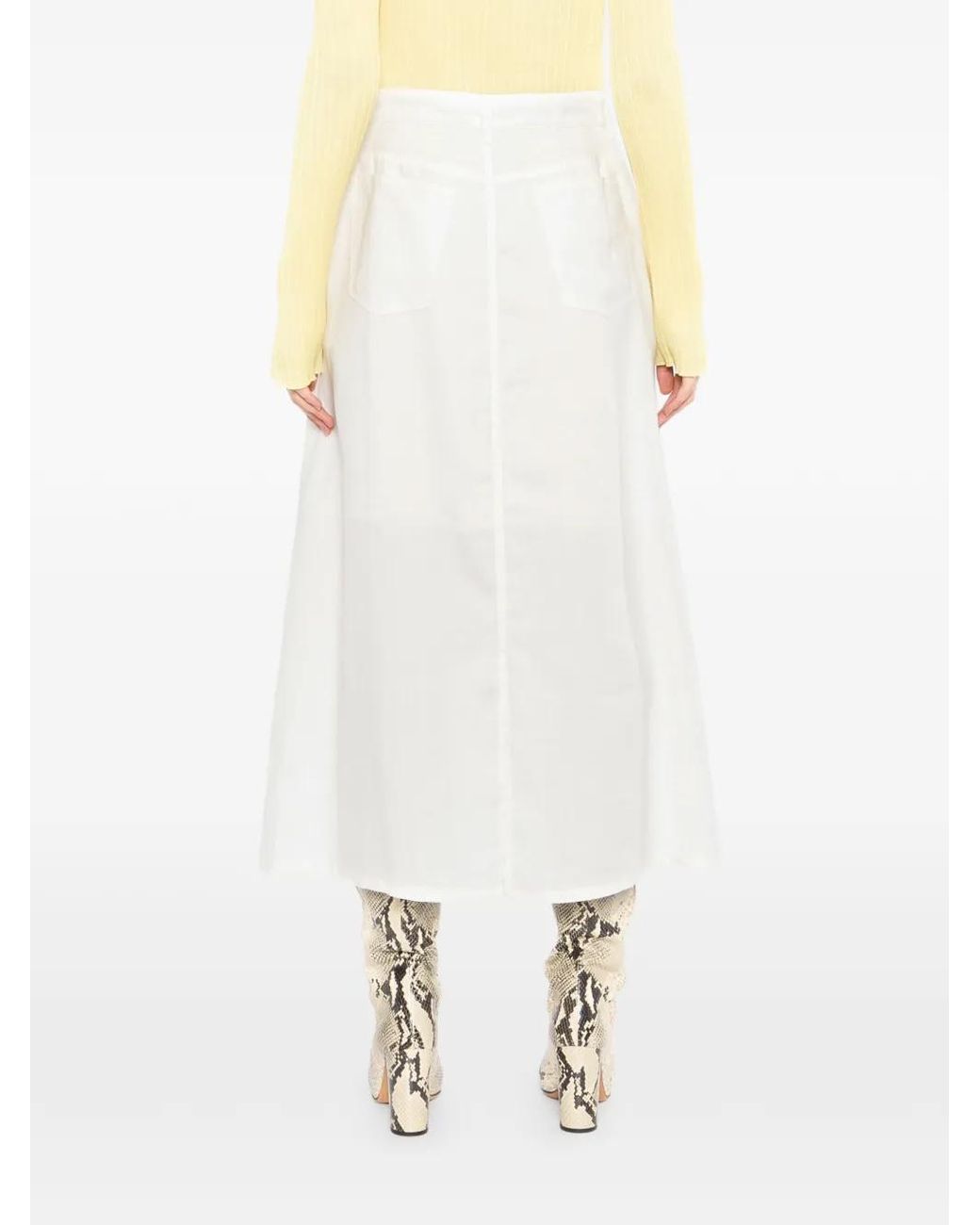 JNBY White A-Line Ramie Skirt