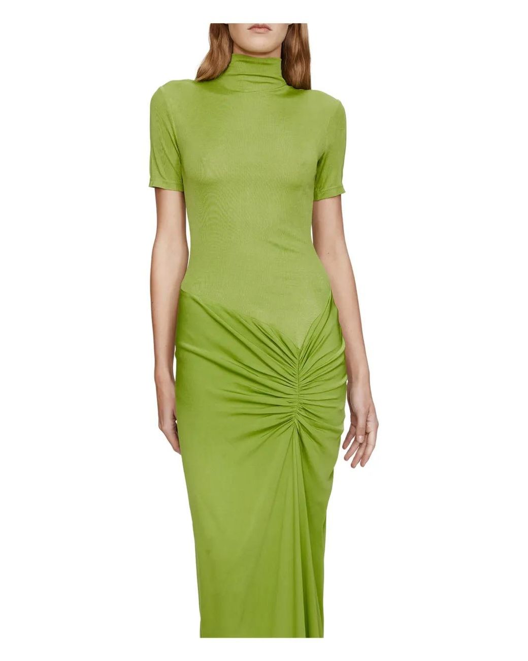 Christopher Esber Green Fusion Ruched Tee High Neckline Dress
